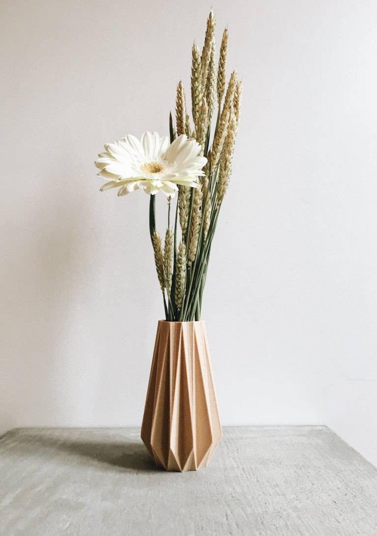 Vaso origami - Perfetto per fiori secchi: Naturale / 15 cm. - EMME DESIGN