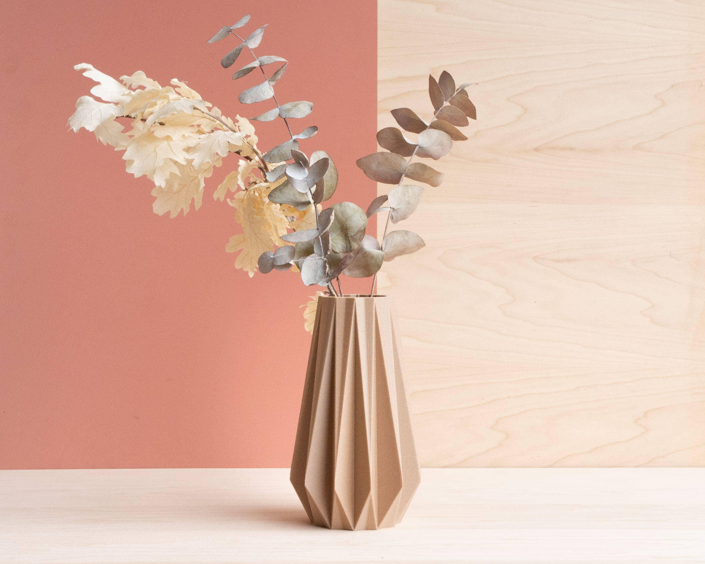 Vaso origami - Perfetto per fiori secchi: Naturale / 15 cm. - EMME DESIGN