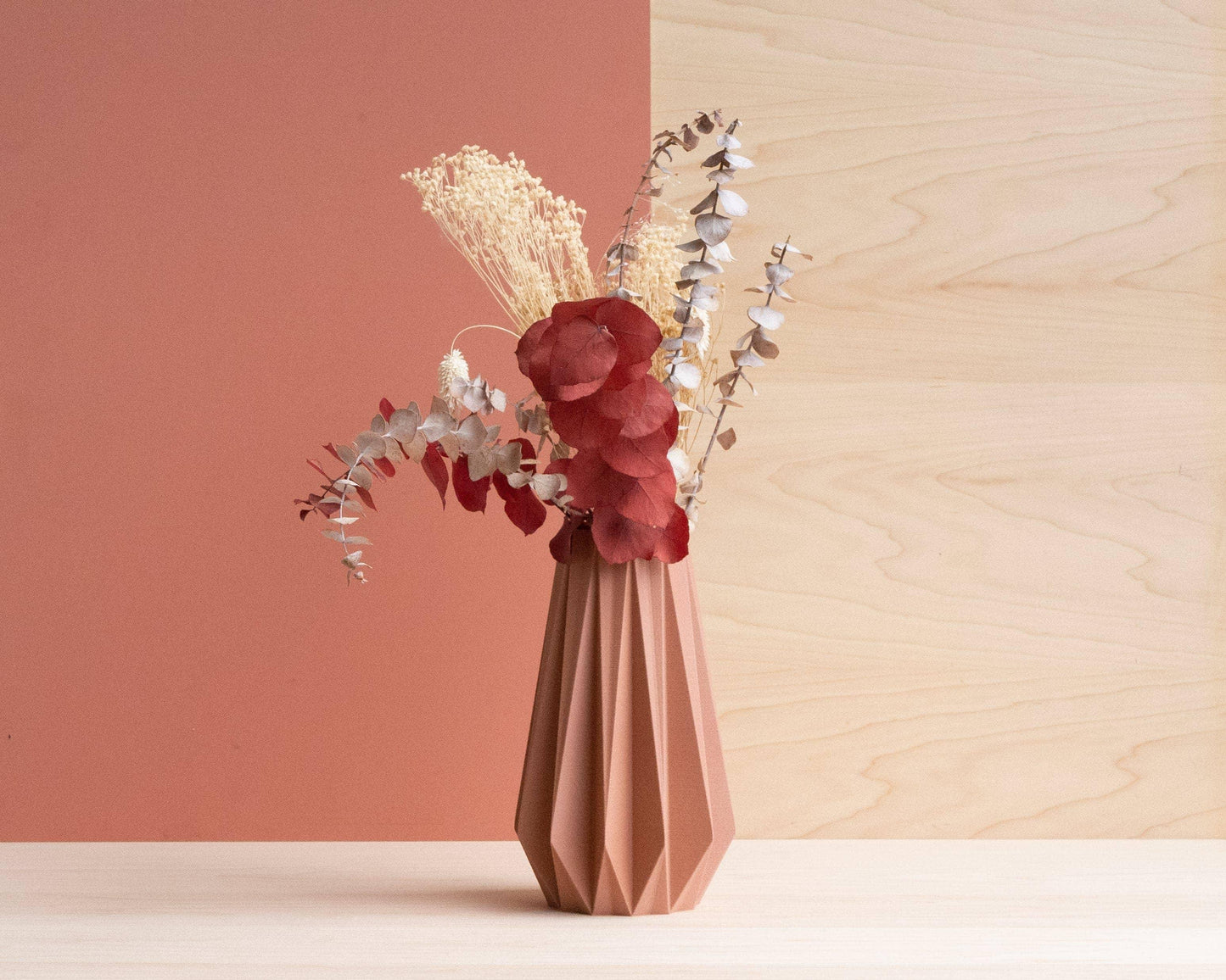 Vaso origami - Perfetto per fiori secchi: Naturale / 15 cm. - EMME DESIGN